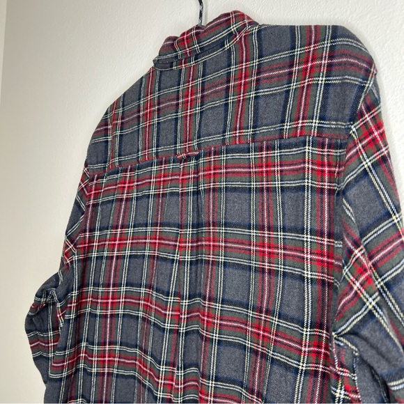 Woolrich Gray & Red Plaid Flannel 100% Cotton Long Sleeve Button Up Shirt XL - Picture 8 of 11